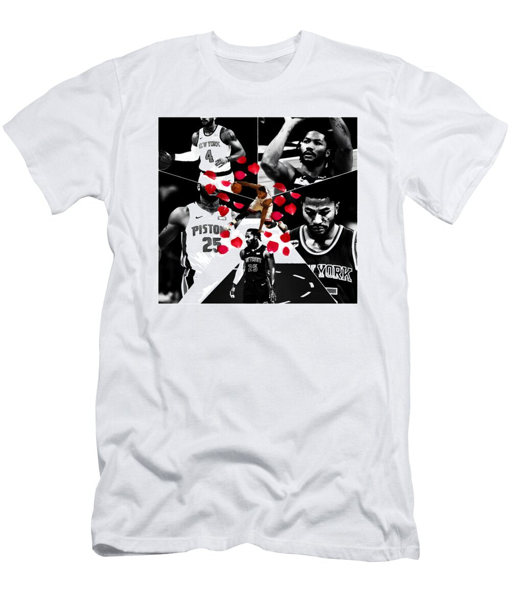 Basketball Collage with Derrick Rose Milar Style T-Shirt