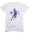 Basketball Girl Art Colorful Blue Purple Watercolor Gift Girls Room Art White Lotus T-Shirt