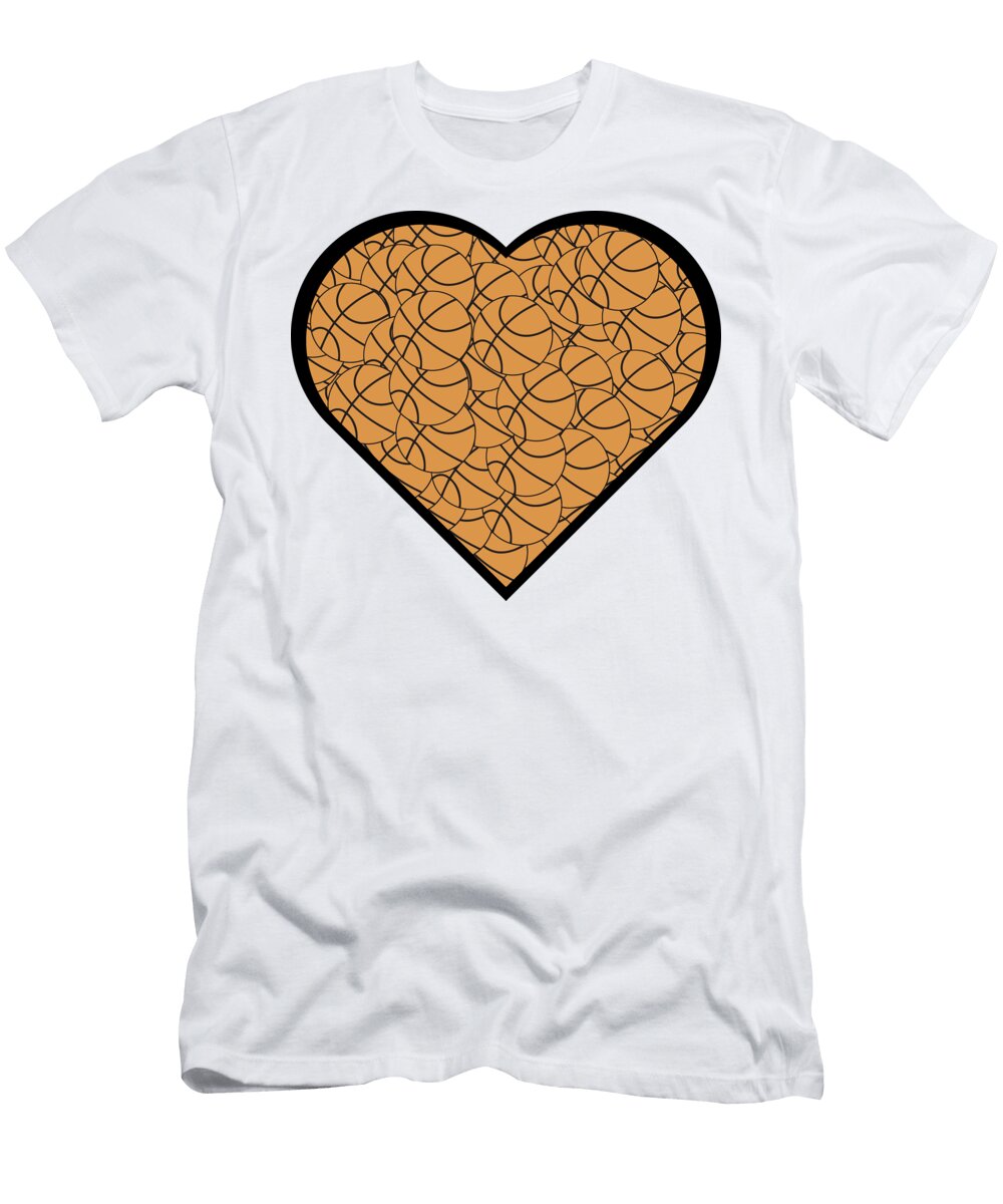 Basketball Heart Love College Mascot Designs T-Shirt
