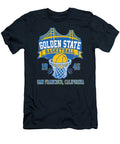Bay Area Basketball Bridge Poster in Retro Blue and Gold Varsity Style Gerald James T-Shirt
