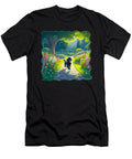 Beautiful Black Poodle Dog Running Down a Garden Natalie Lidford T-Shirt