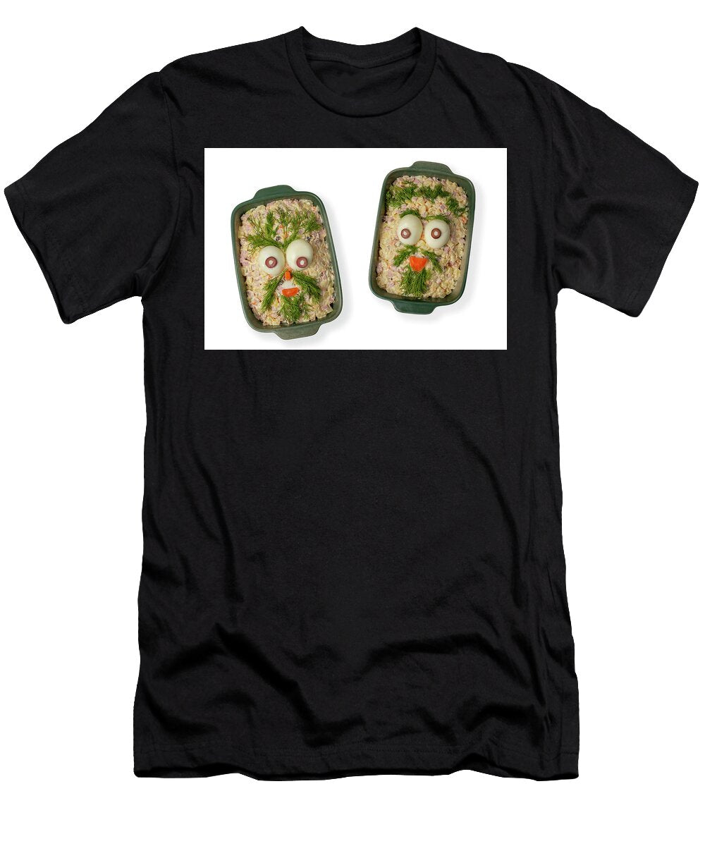 Beef Salad Decorated with Dill Leaves in Form of Two Funny Bearded Faces Flat Lay Close Up Isolated Dorin Puha T-Shirt