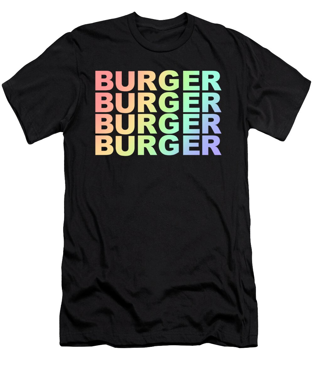 Beer Retro Light Rainbow Burger Lovers Gift Idea Orange Pieces T-Shirt