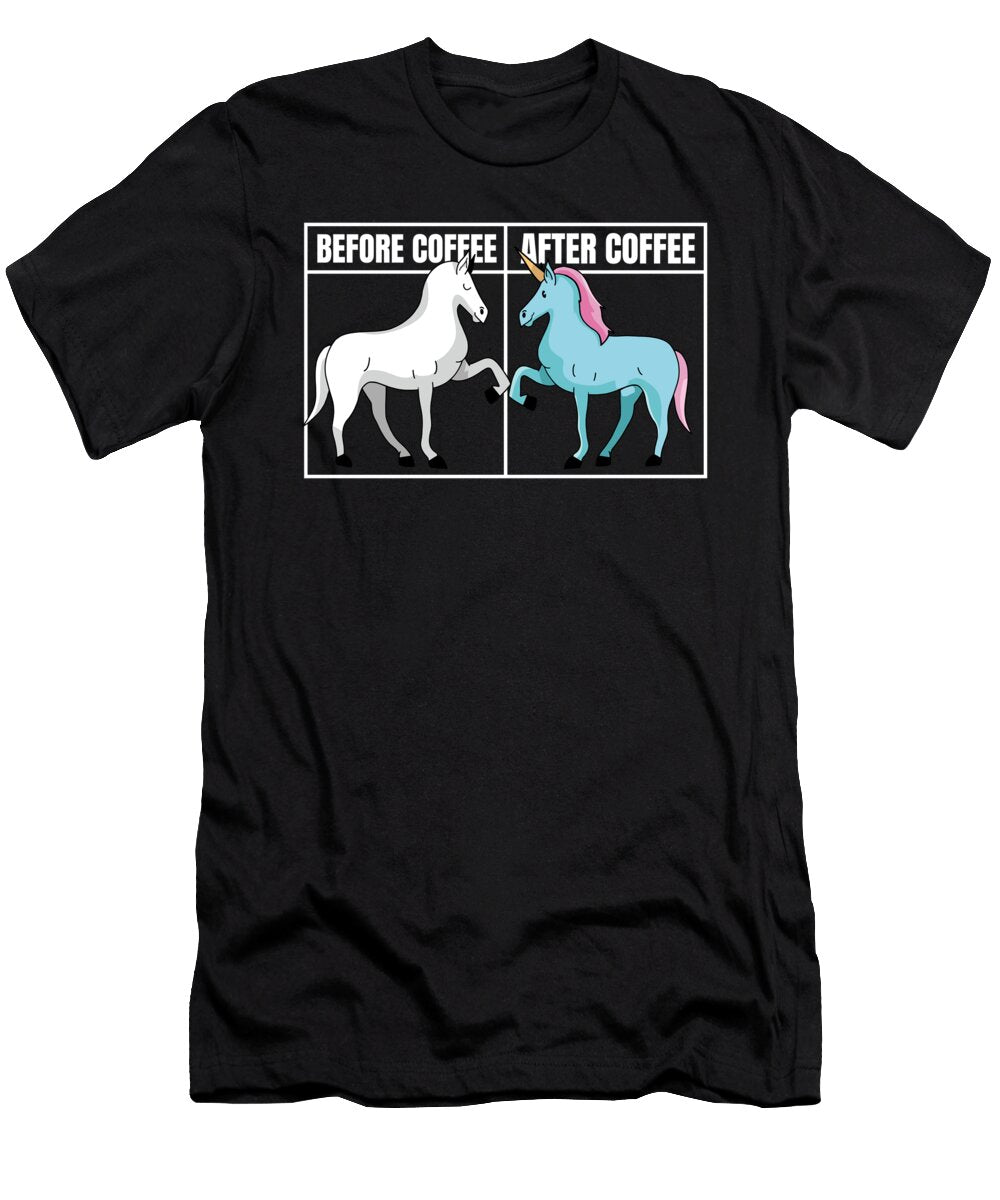 Before Coffee After Coffee Roasting Roaster Coffee Unicorn Crazy Squirrel T-Shirt