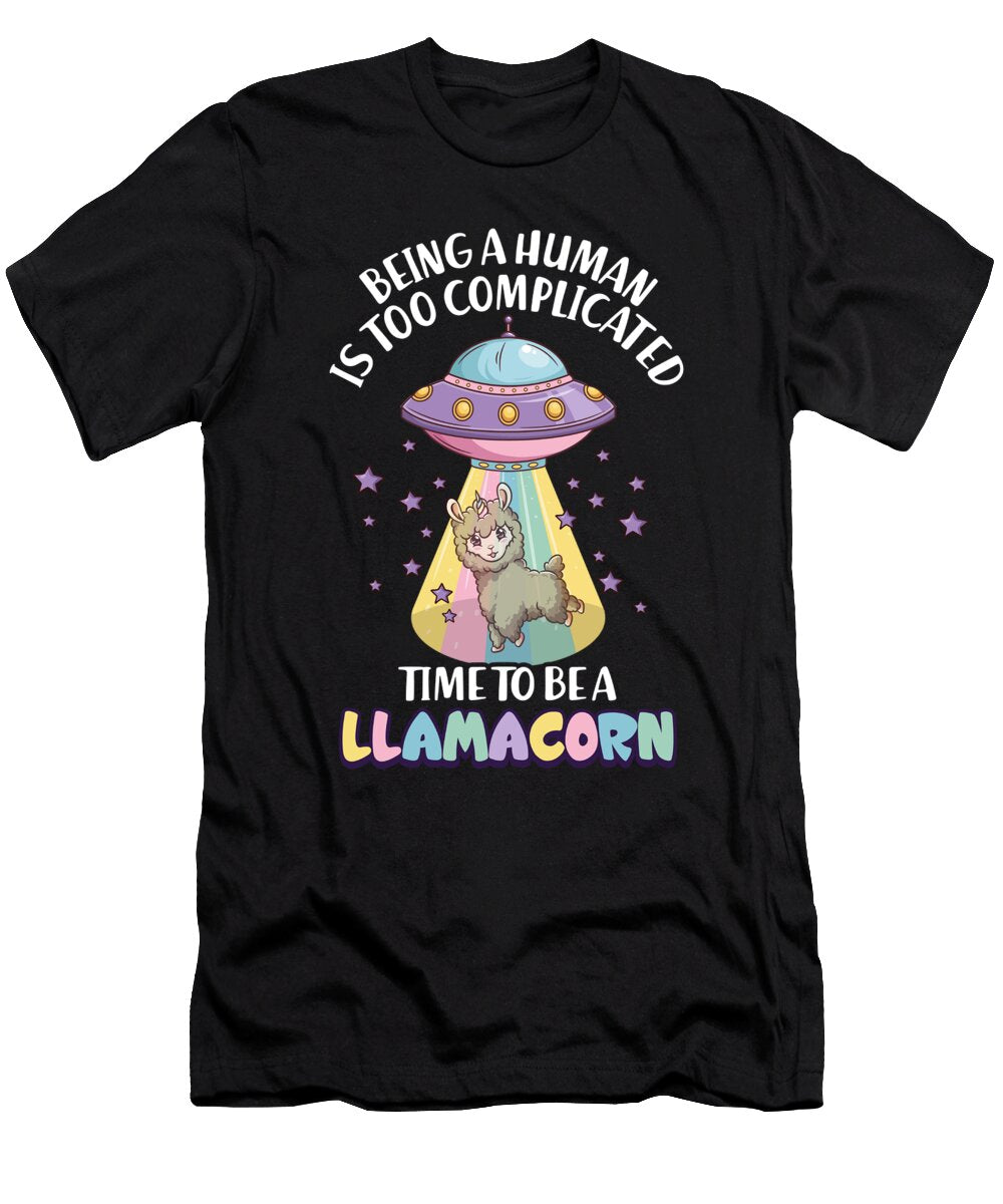 Being Human Is Too Complicated Funny Llamacorn Bi Nutz T-Shirt