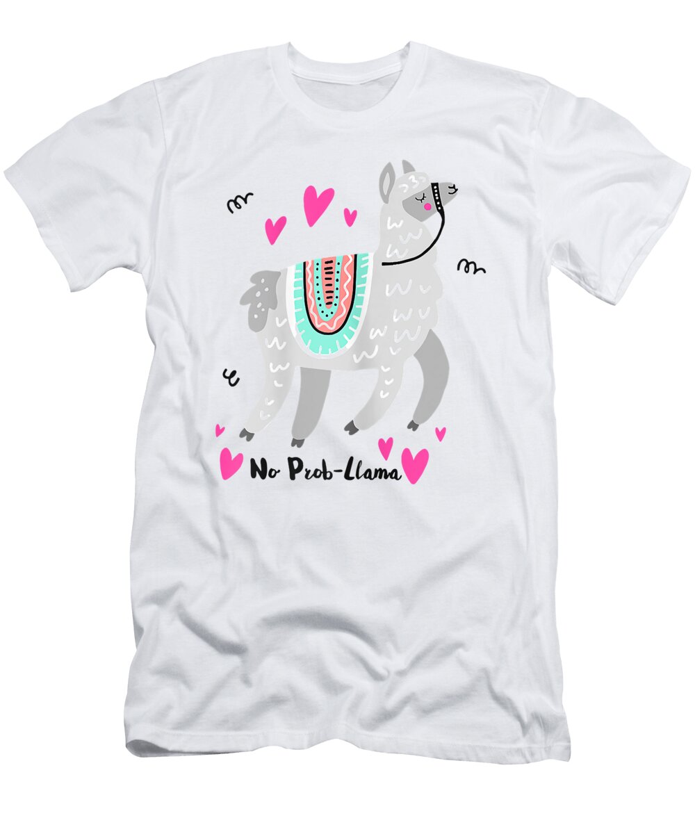 Beneficial Work No Prob Llama Funny Llama Alpaca Lover Cute Gift Ezone Prints T-Shirt