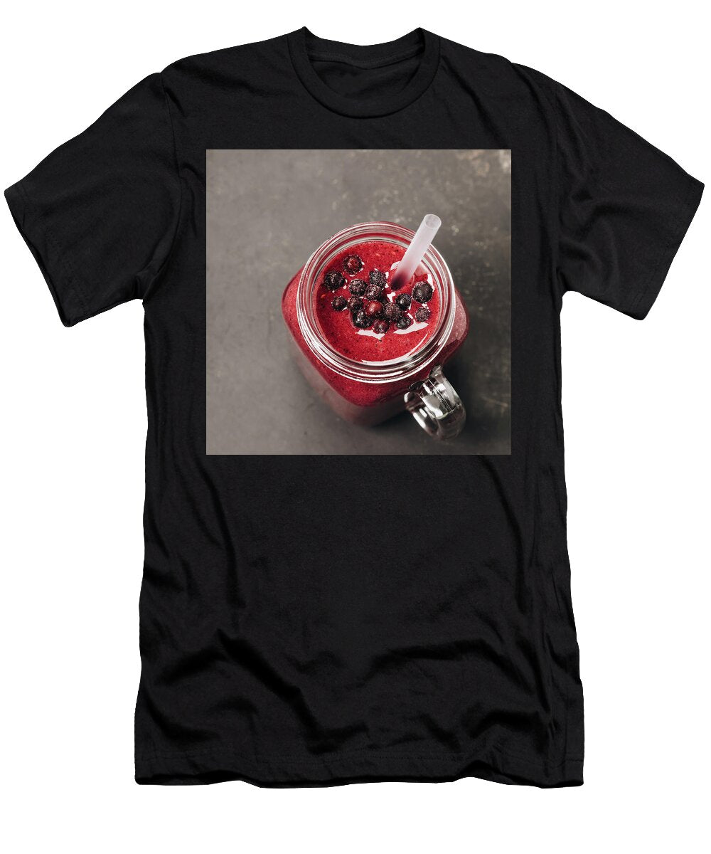 Berry Smoothie on Rustic Wooden Background Natalia Klenova T-Shirt