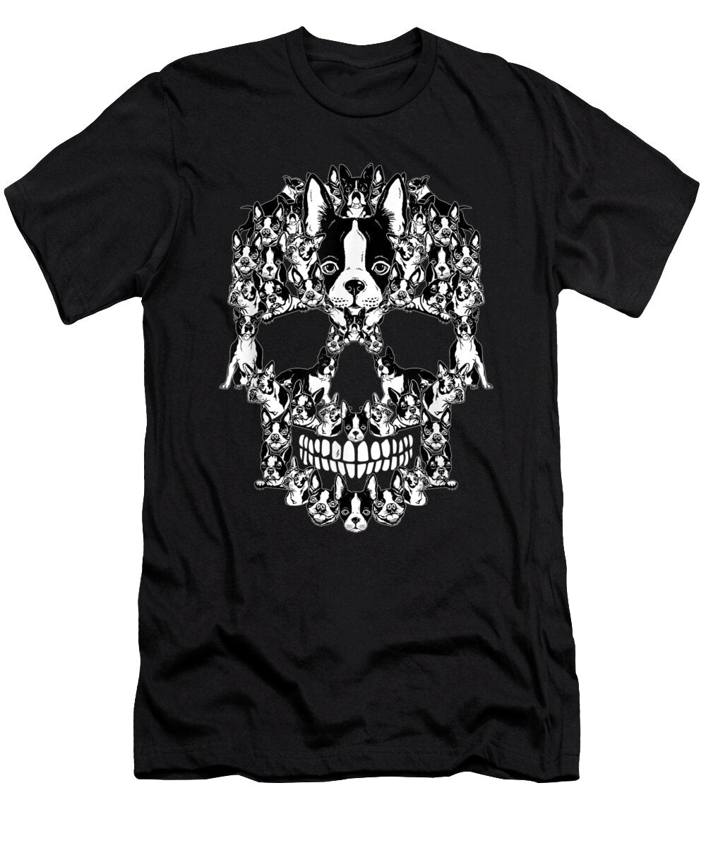 Best Boston Terrier Lover Halloween Skull Costume Shannon Nelson Art T-Shirt