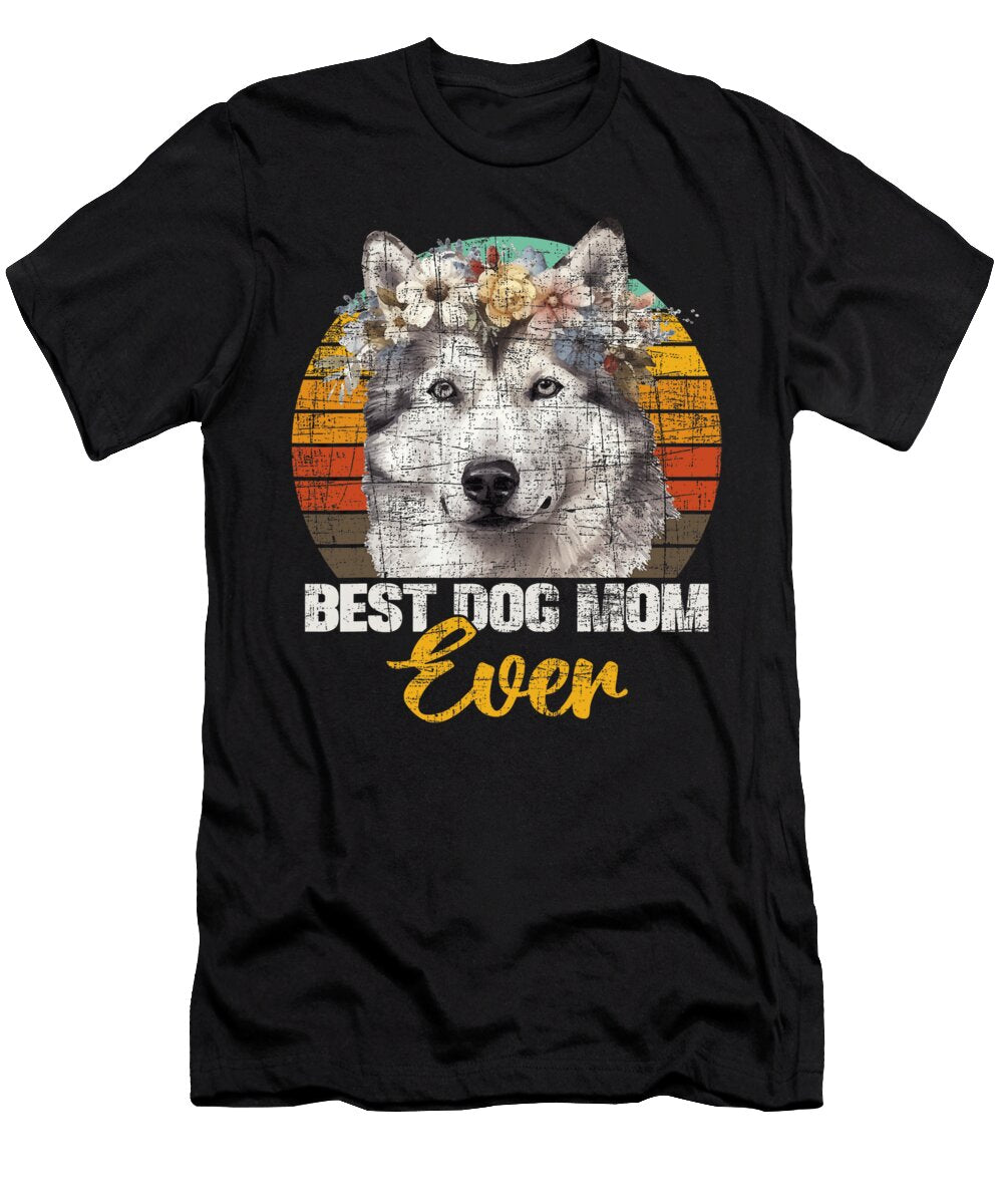 Best Dog Mom Ever Vintage Siberian Husky Lover Natalie Lidford T-Shirt