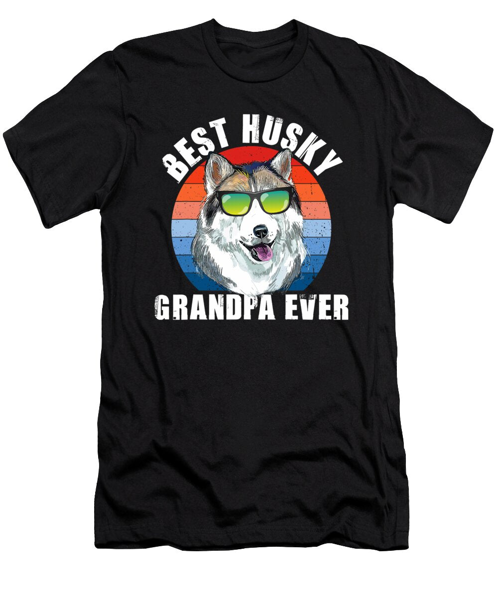Best Husky Grandpa Ever Retro Fathers Day Dog Natalie Lidford T-Shirt