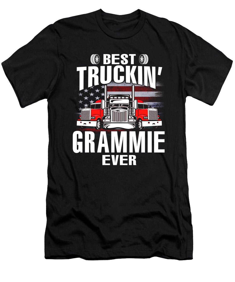 Best Truckin Grammie Ever USA Flag Trucker Fathers Day Dhbubble T-Shirt