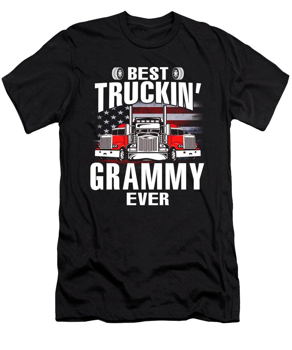 Best Truckin Grammy Ever USA Flag Trucker Fathers Day Dhbubble T-Shirt