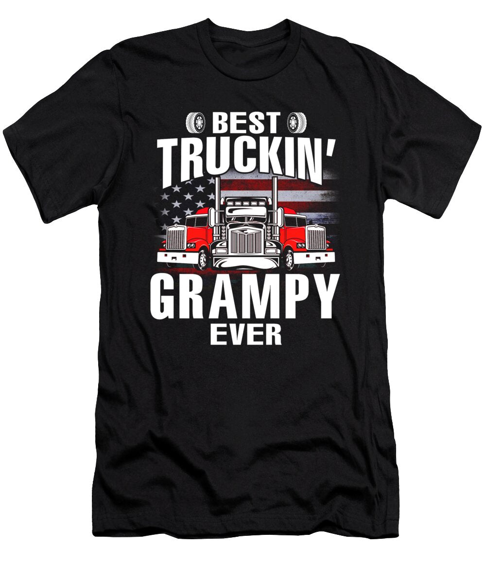 Best Truckin Grampy Ever USA Flag Trucker Fathers Day Dhbubble T-Shirt