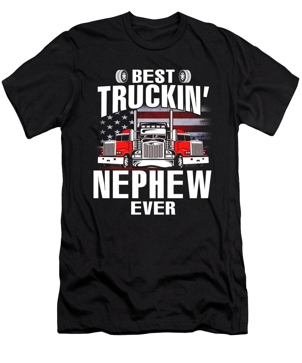 Best Truckin Nephew Ever USA Flag Trucker Fathers Day Dhbubble T-Shirt