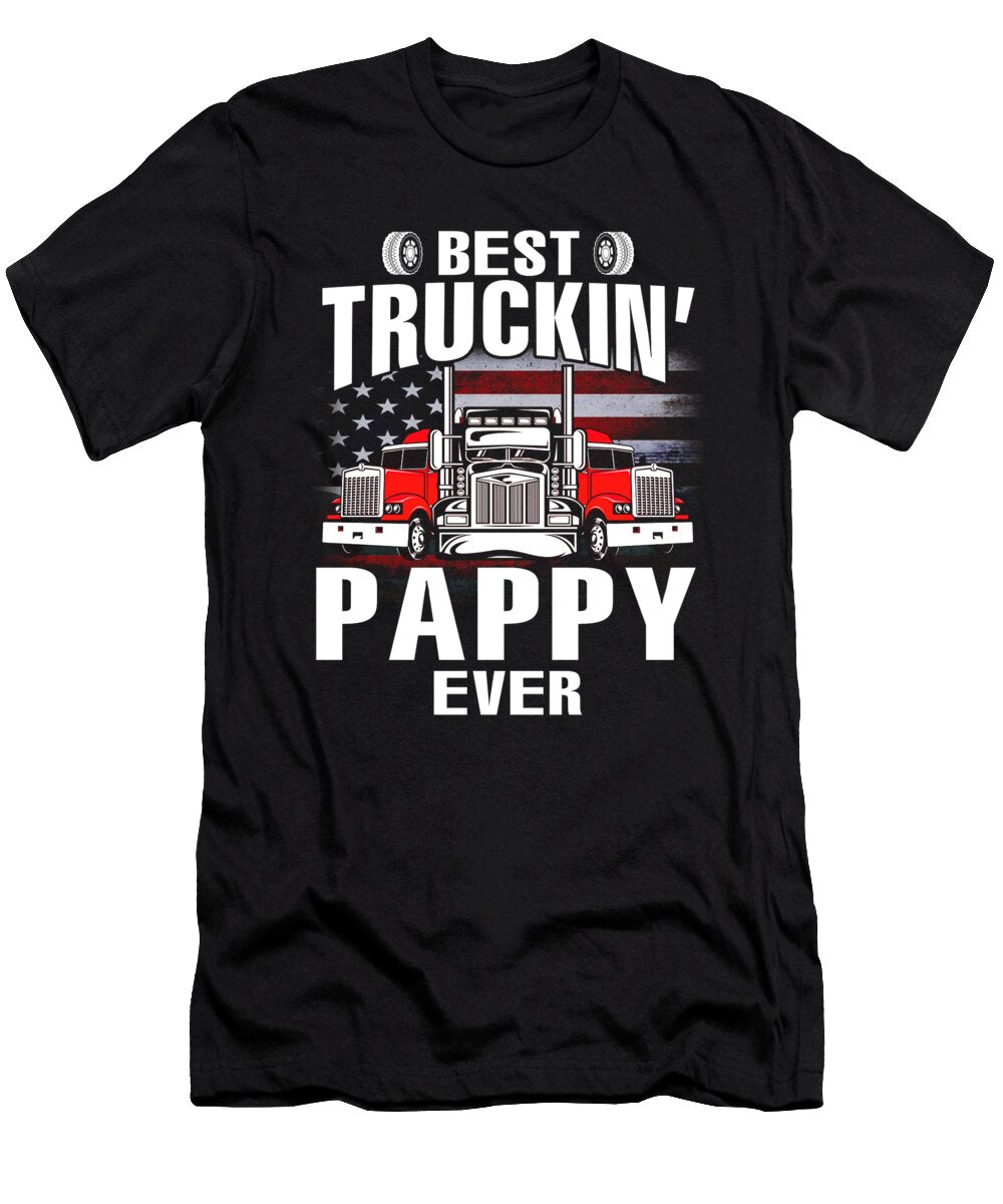 Best Truckin Pappy Ever USA Flag Trucker Fathers Day Dhbubble T-Shirt