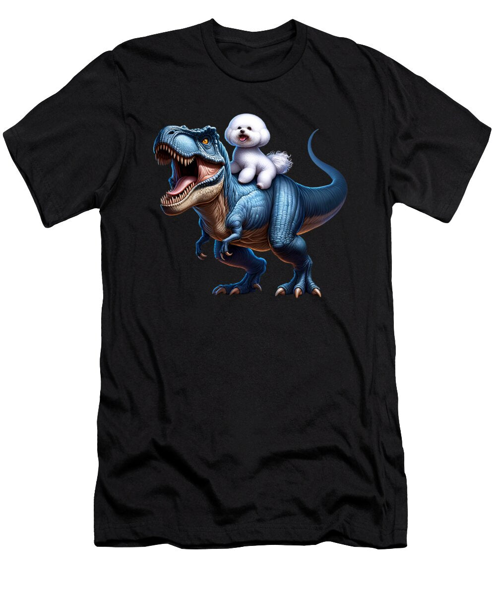 Bichon Frise Riding Dinosaur Lover Job T-Shirt