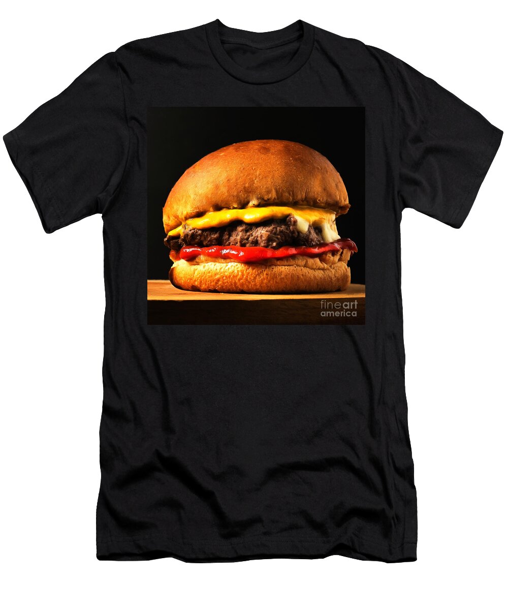 Big Juicy Cheese Burger Hold the Pickle Hold the Lettuce Painterly 20170918 Square Wingsdomain Art and Photography T-Shirt