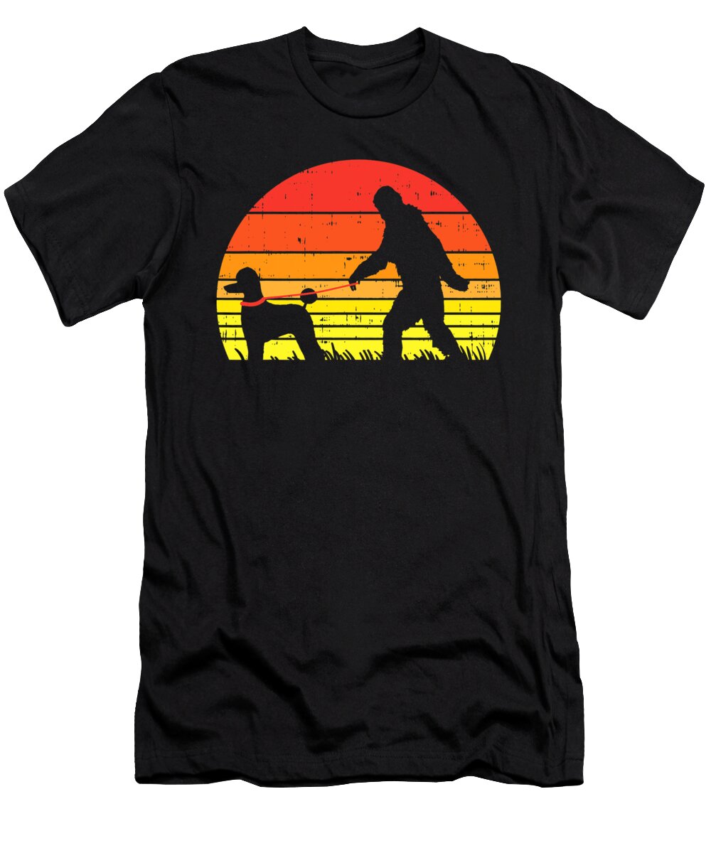 Bigfoot Sasquatch Poodle Sunset Retro Dog Lover Owner Gift Dhbubble T-Shirt