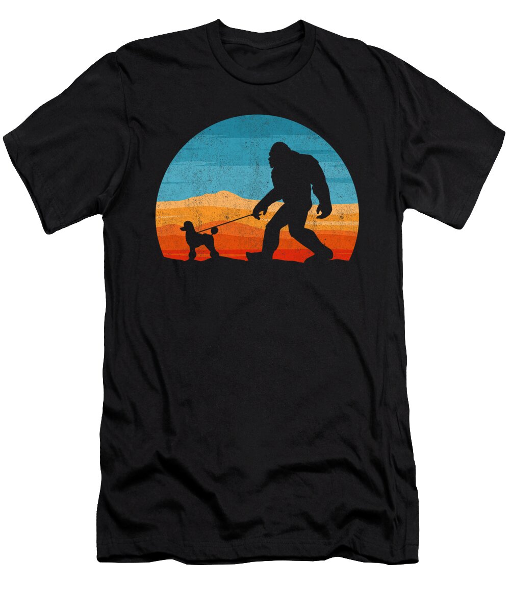 Bigfoot Walking Poodle Dog Retro Sasquatch Men Studi Alex T-Shirt