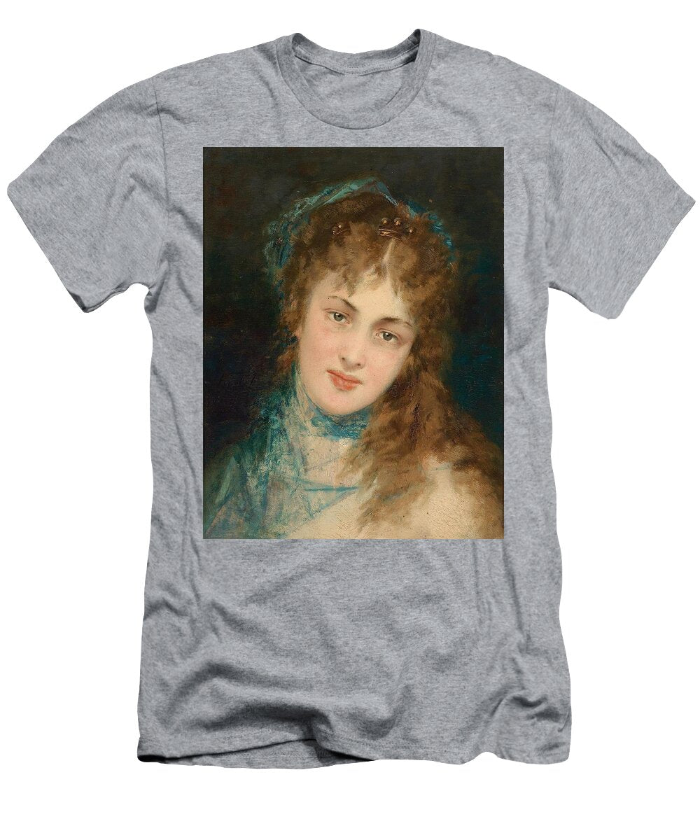 Bildnis Einer Dame Mit Blauem Tuch Conrad Kiesel German T-Shirt