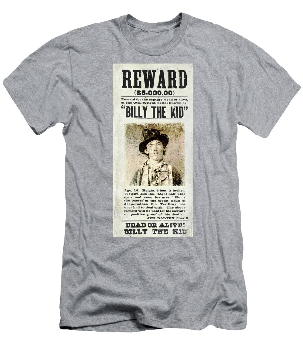 Billy the Kid Wanted Poster Jon Neidert T-Shirt
