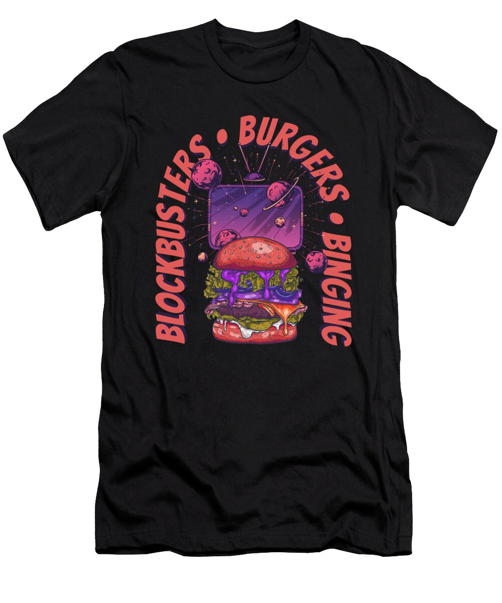 Binge Watching Burger Show Tv Programmes Movies Series Crazy Squirrel T-Shirt