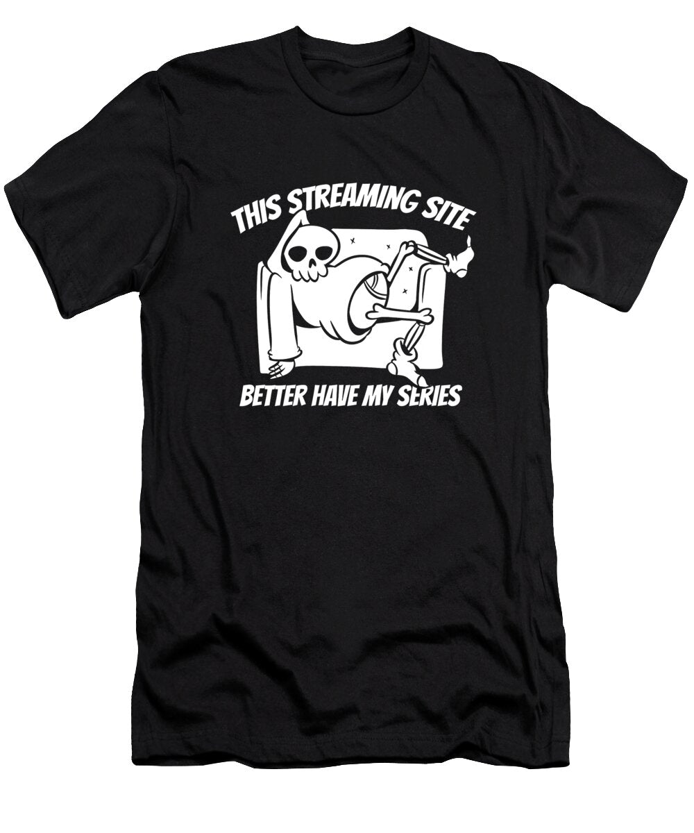 Binge Watching Skeleton Series Programmes Tv Show Movies Crazy Squirrel T-Shirt