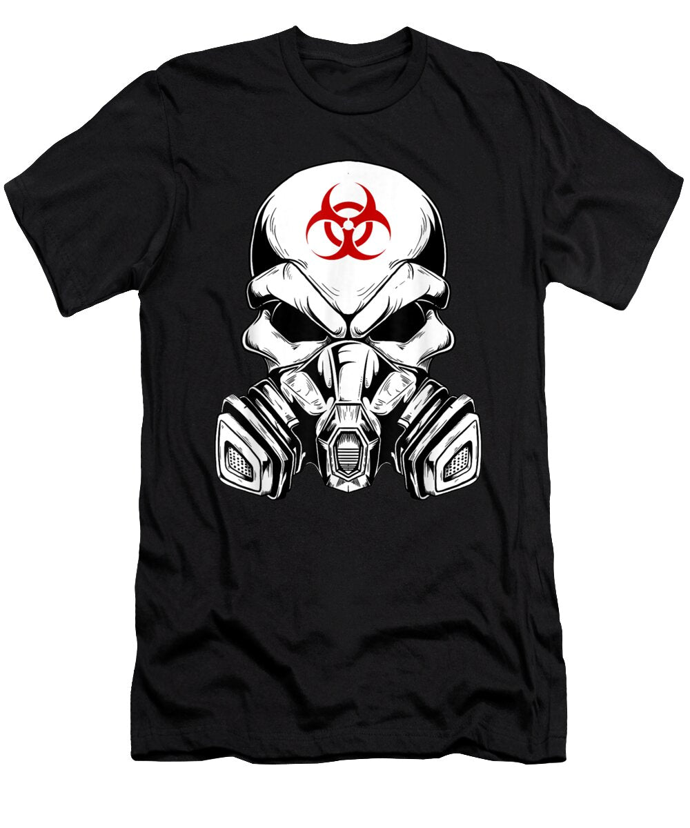 Biohazard Skull with Gas Mask Creepy Evil Skull Shannon Nelson Art T-Shirt