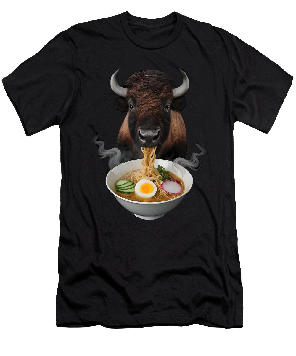 Bison Eating Ramen Realistic Maisie Jackson T-Shirt