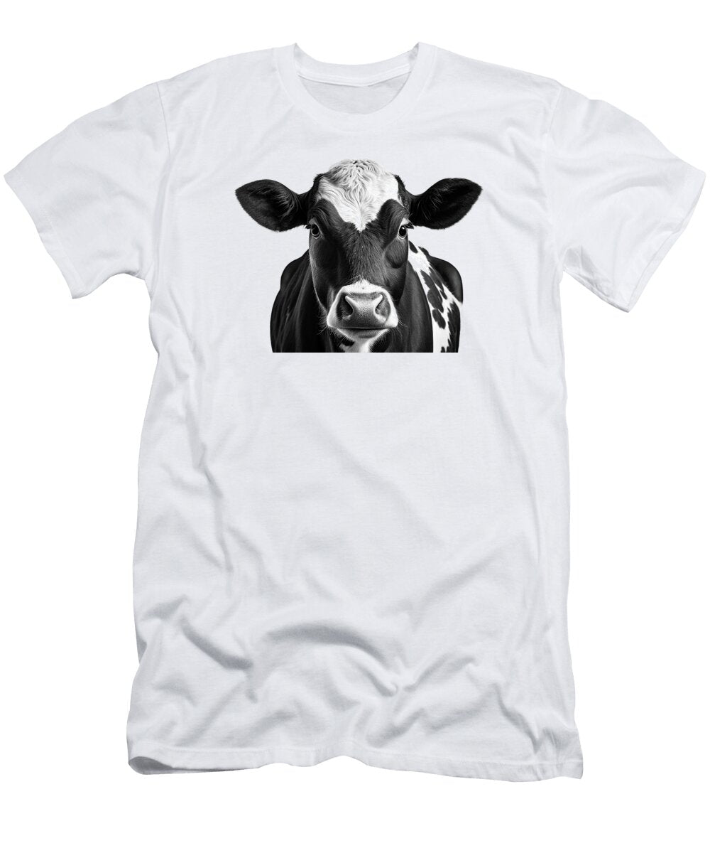 Black and White Cow Portrait Delphimages Photo Creations T-Shirt
