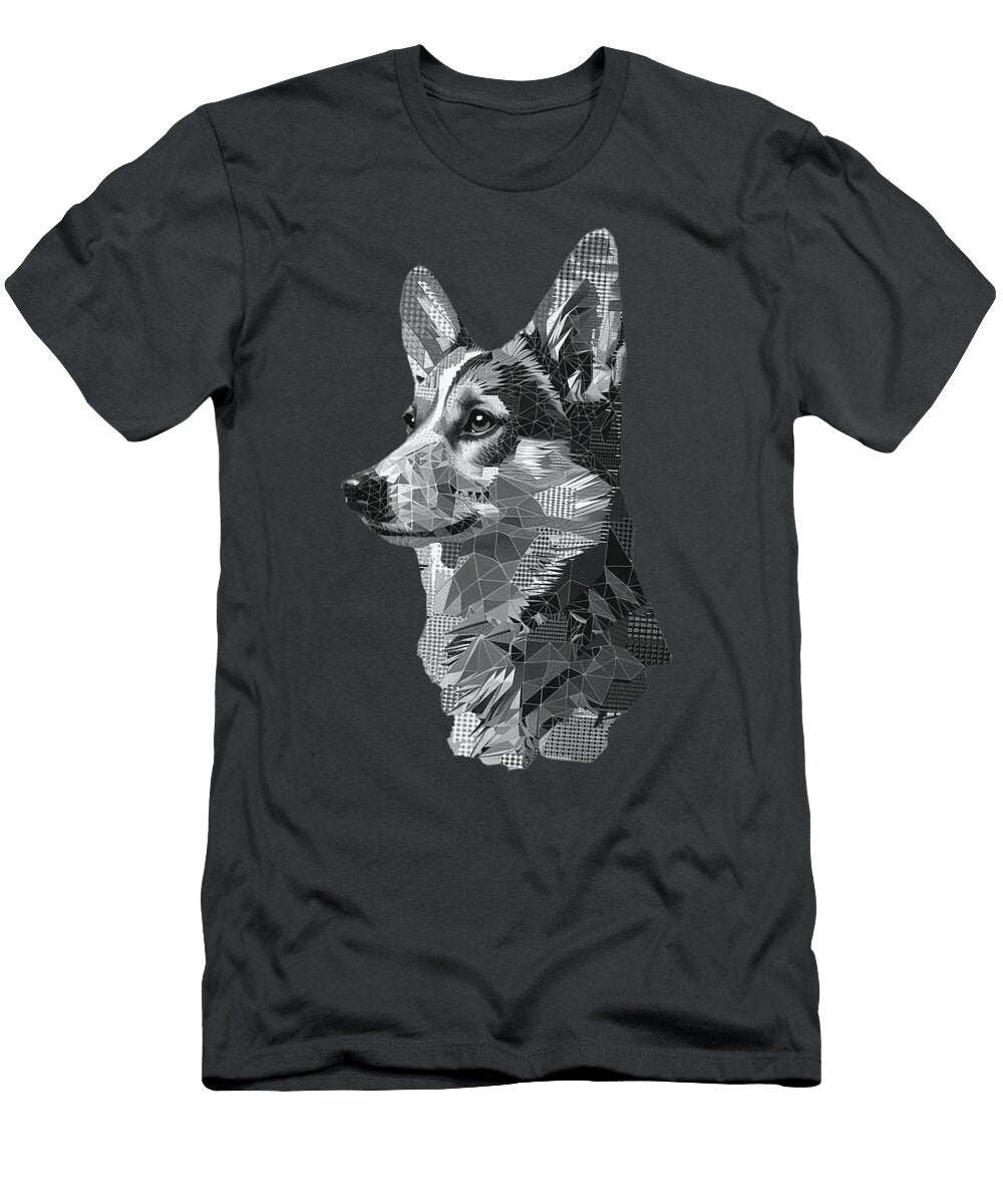 Black and White Cute Pembroke Welsh Corgi Studi Alex T-Shirt