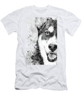 Black and White Half Faced Husky Dog Marian Voicu T-Shirt