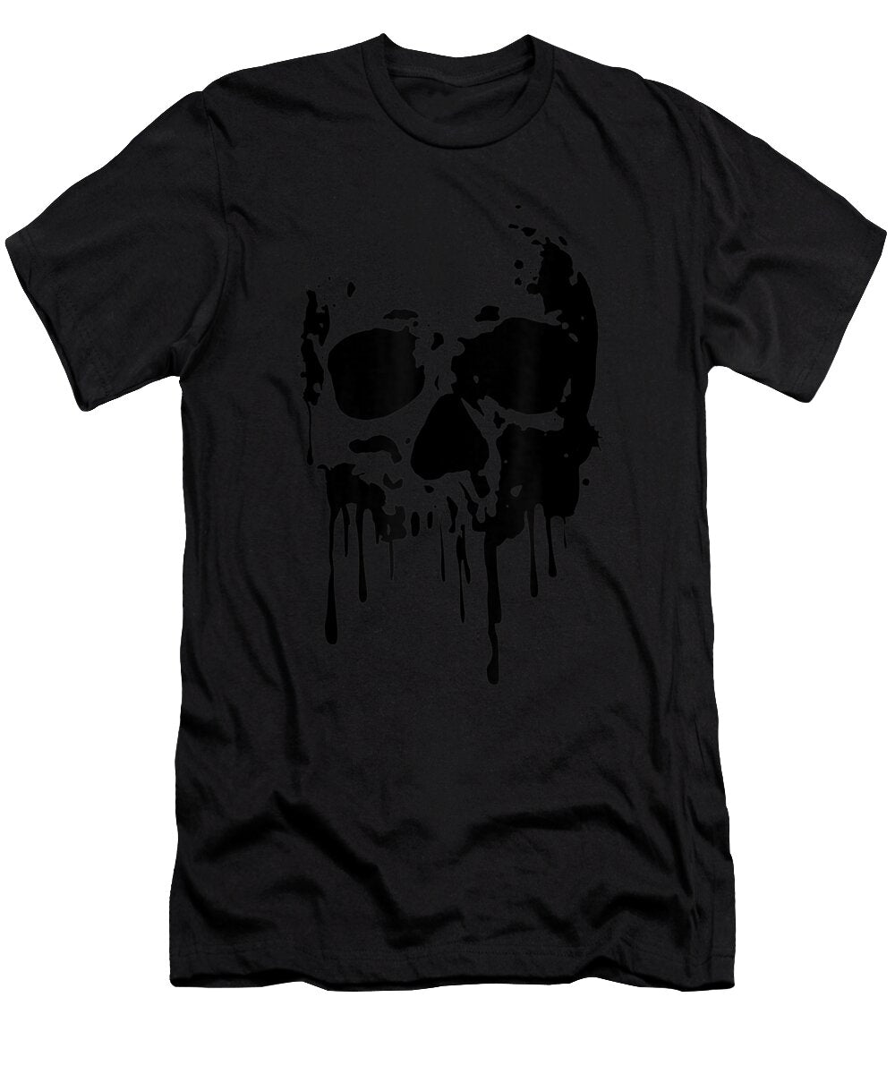 Black and White Skull Dripping Shannon Nelson Art T-Shirt