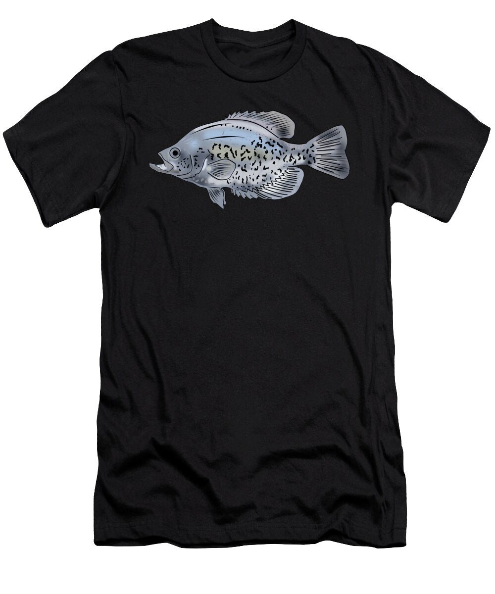 Black Crappie Drawing Fishing Freshwater Fish Gift Muc Designs T-Shirt