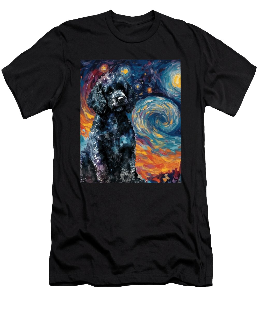 Black Poodle Starry Night Dog Lover Puppy Pet Zyneu Gangd T-Shirt