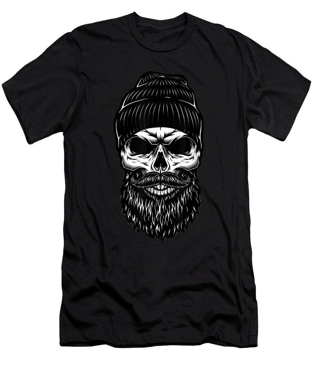 Black Skull Beard for Bearded Man Best Birthday Shannon Nelson Art T-Shirt
