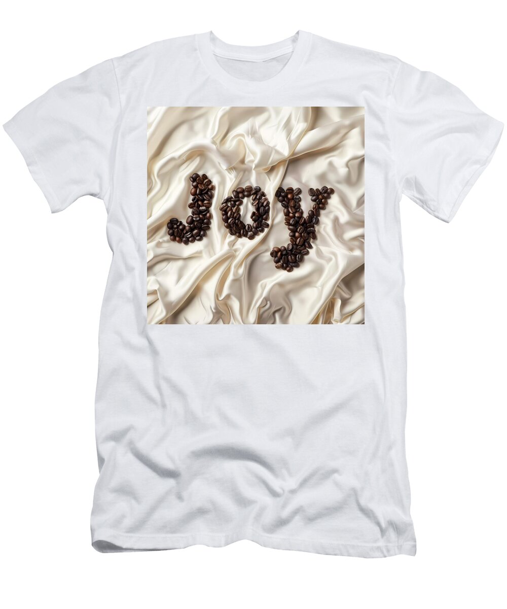 Blackcoffeebeansaswordjoyonwhitesilkbackground1 Andre Petrov T-Shirt