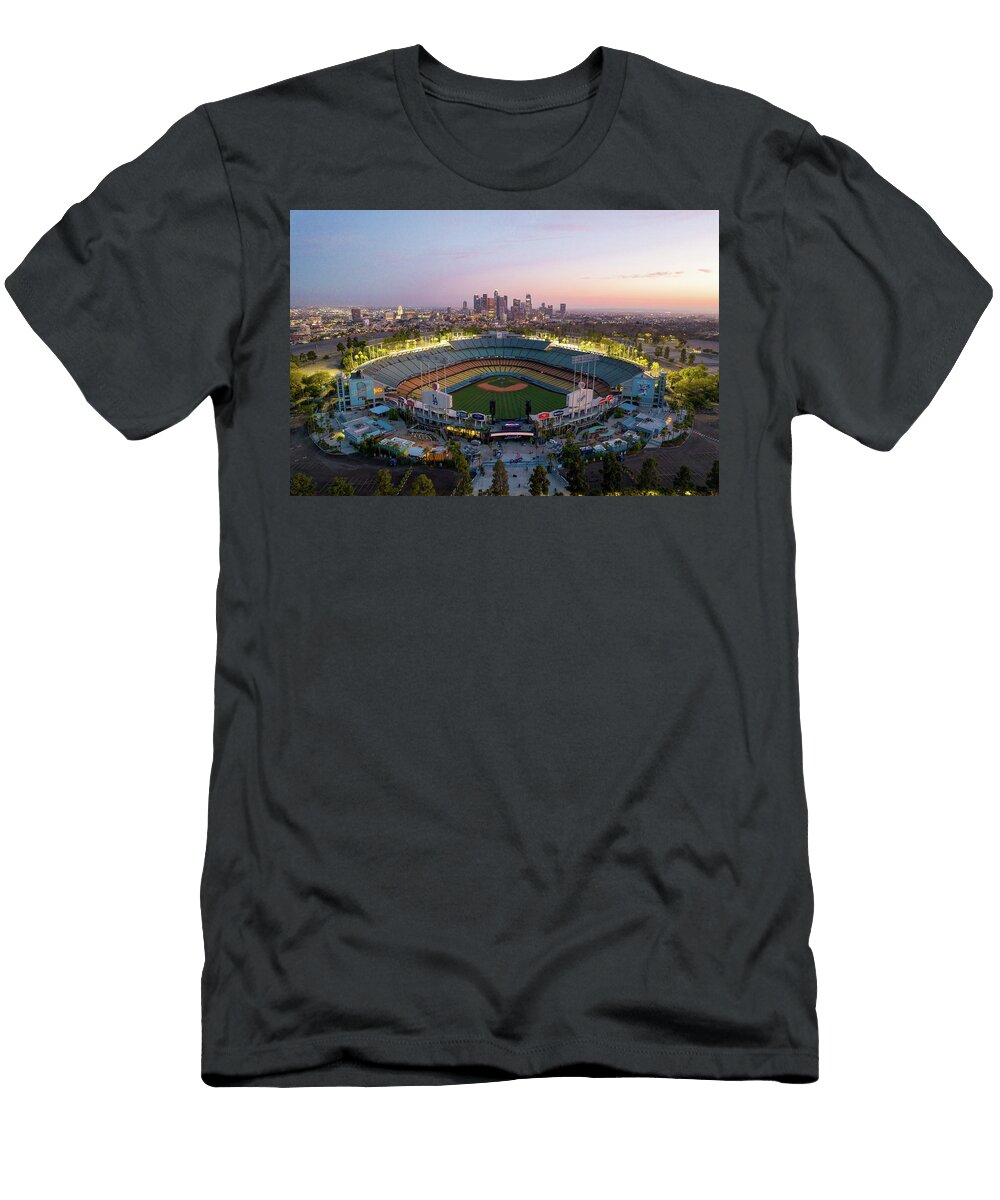 Blue Hour Over Dodger Staduim Josh Fuhrman T-Shirt