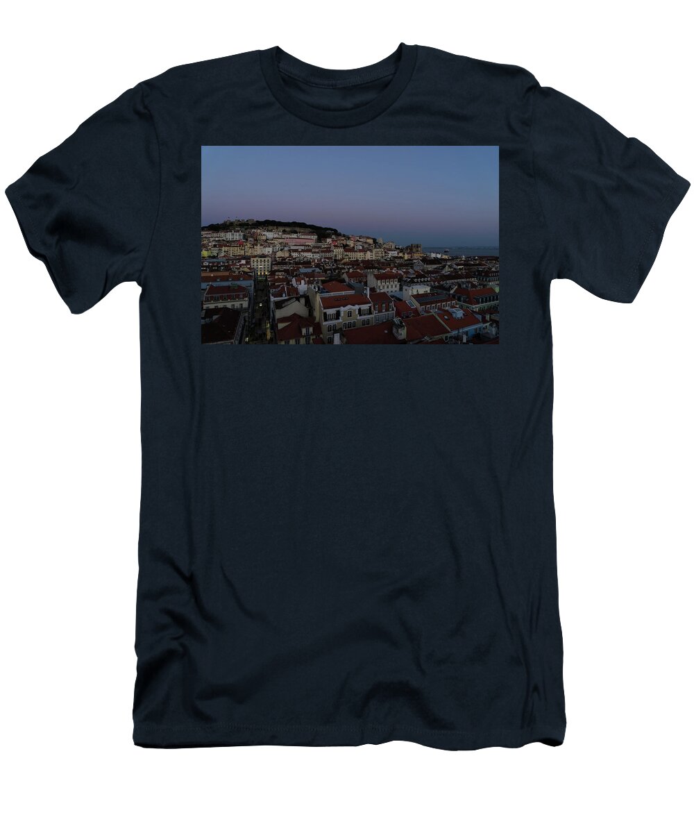 Blue Hour with a Hint of Pink Over Lisbon Portugal Georgia Mizuleva T-Shirt