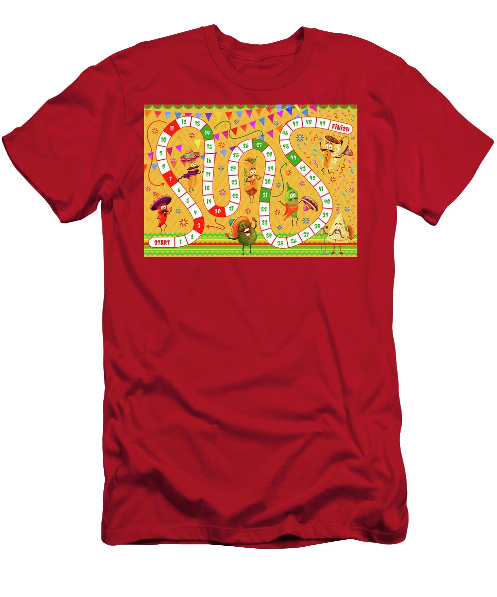 Board Game for Kids with Mexican Food Burrito Avocado Tortil Print on Demand T-Shirt