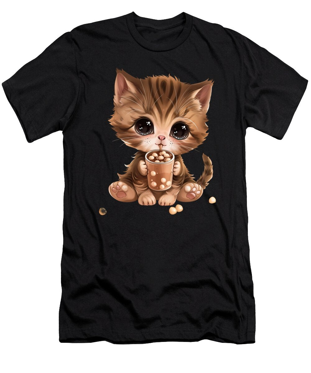 Boba Cat Boba Tea Review Douxie Grimo Art T-Shirt