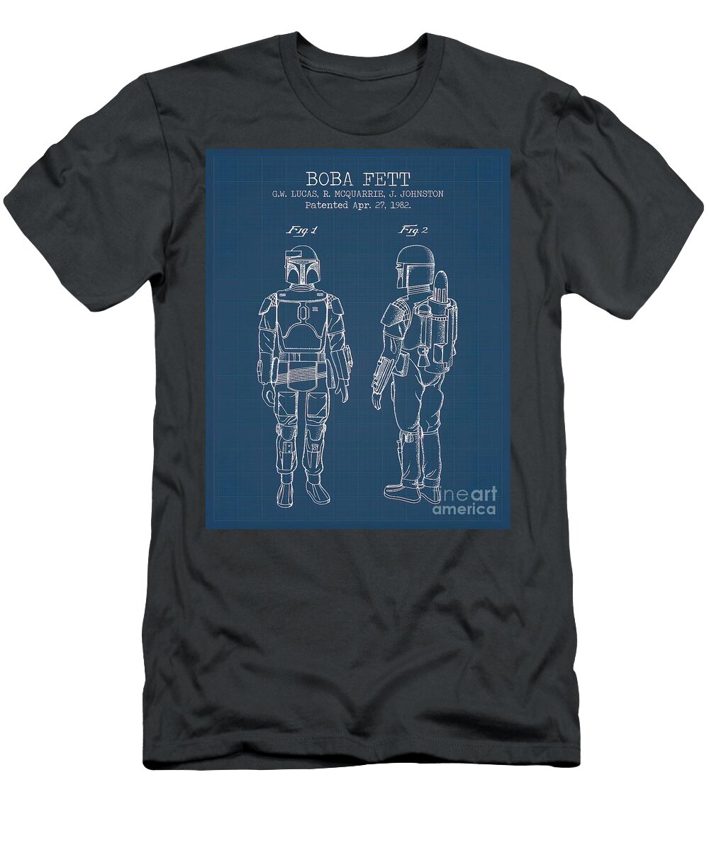 Boba Fett Blueprints Yara Old School T-Shirt