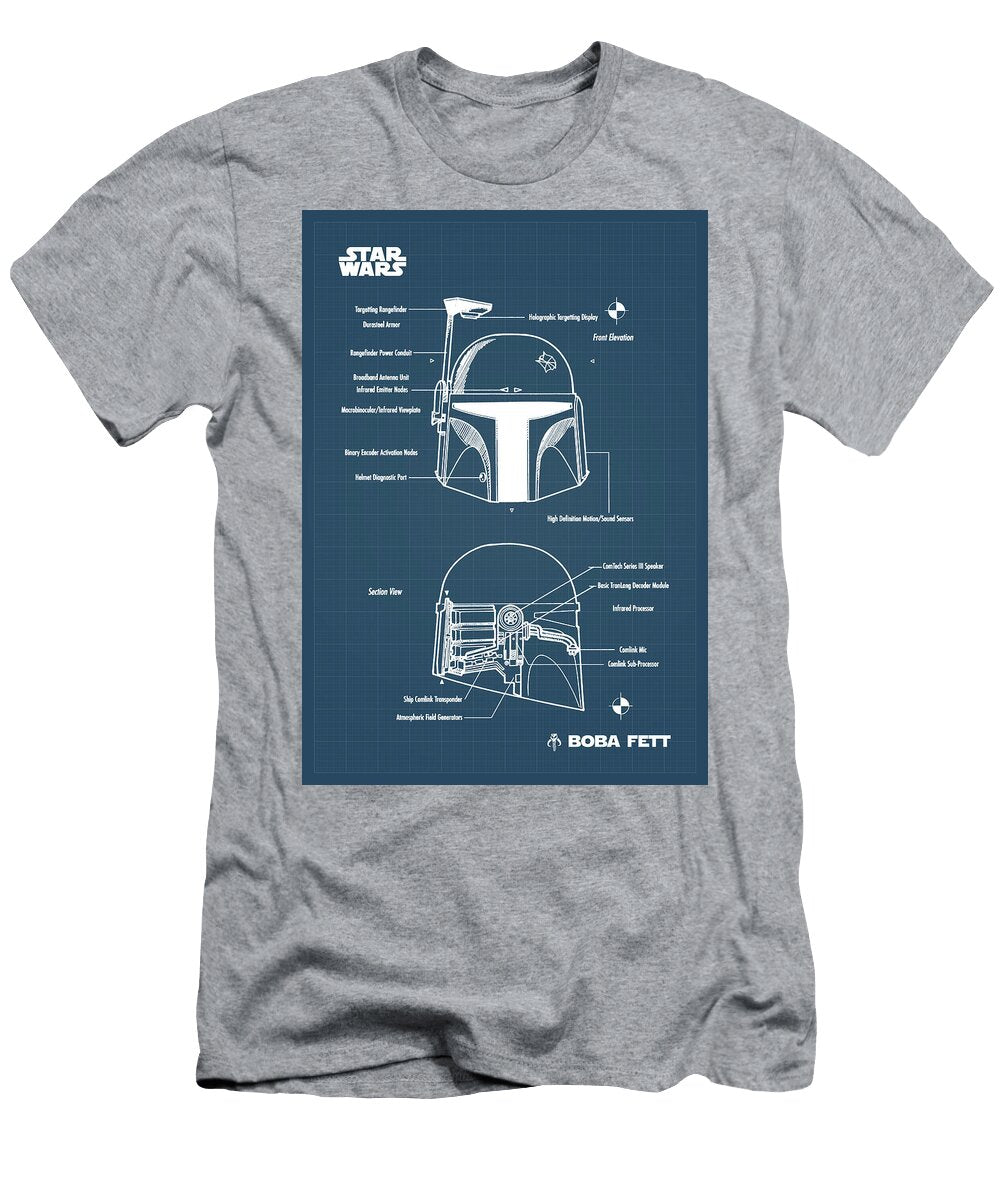 Boba Fett Helmet Blueprint Denny H T-Shirt