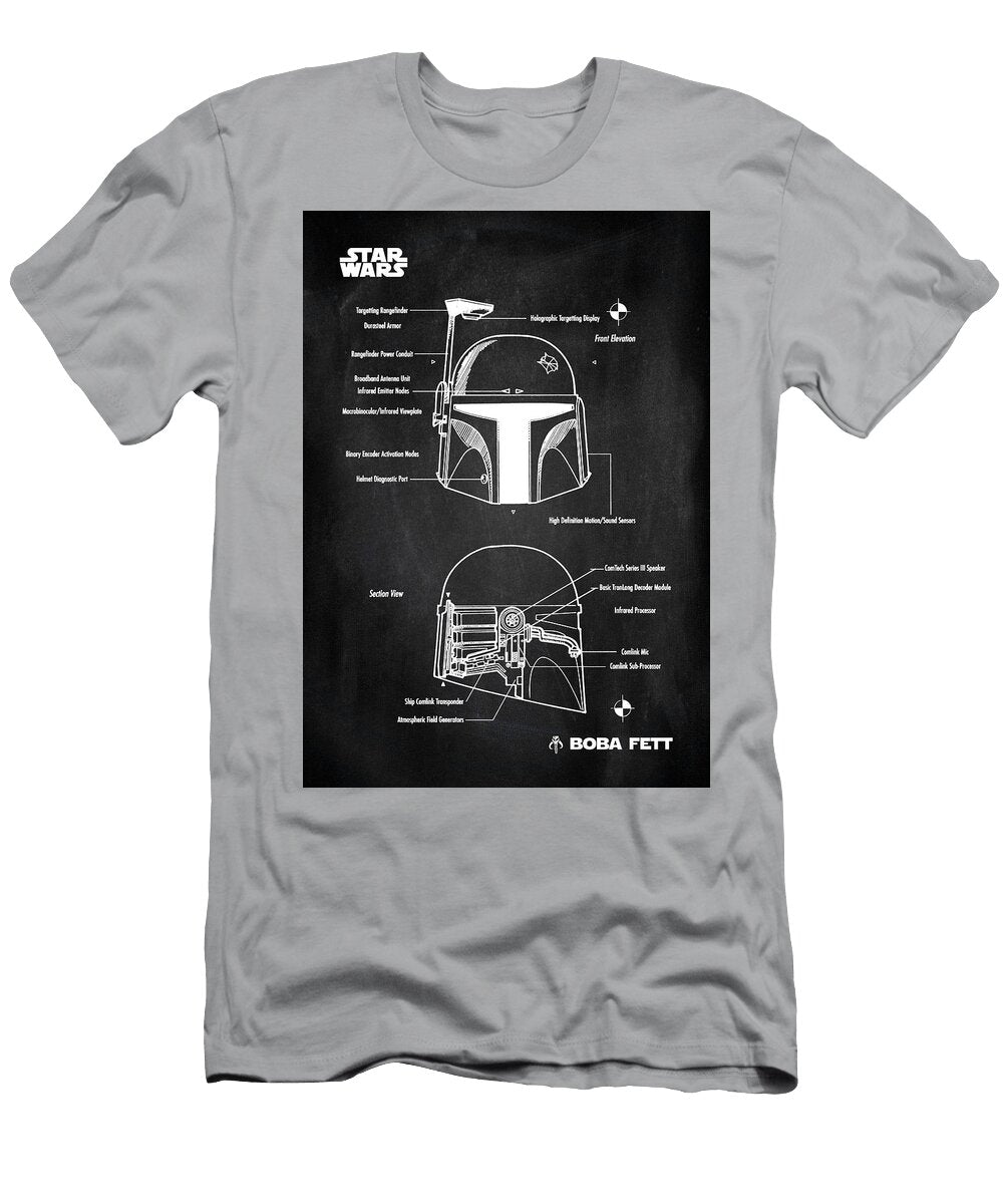 Boba Fett Helmet Chalkboard Denny H T-Shirt