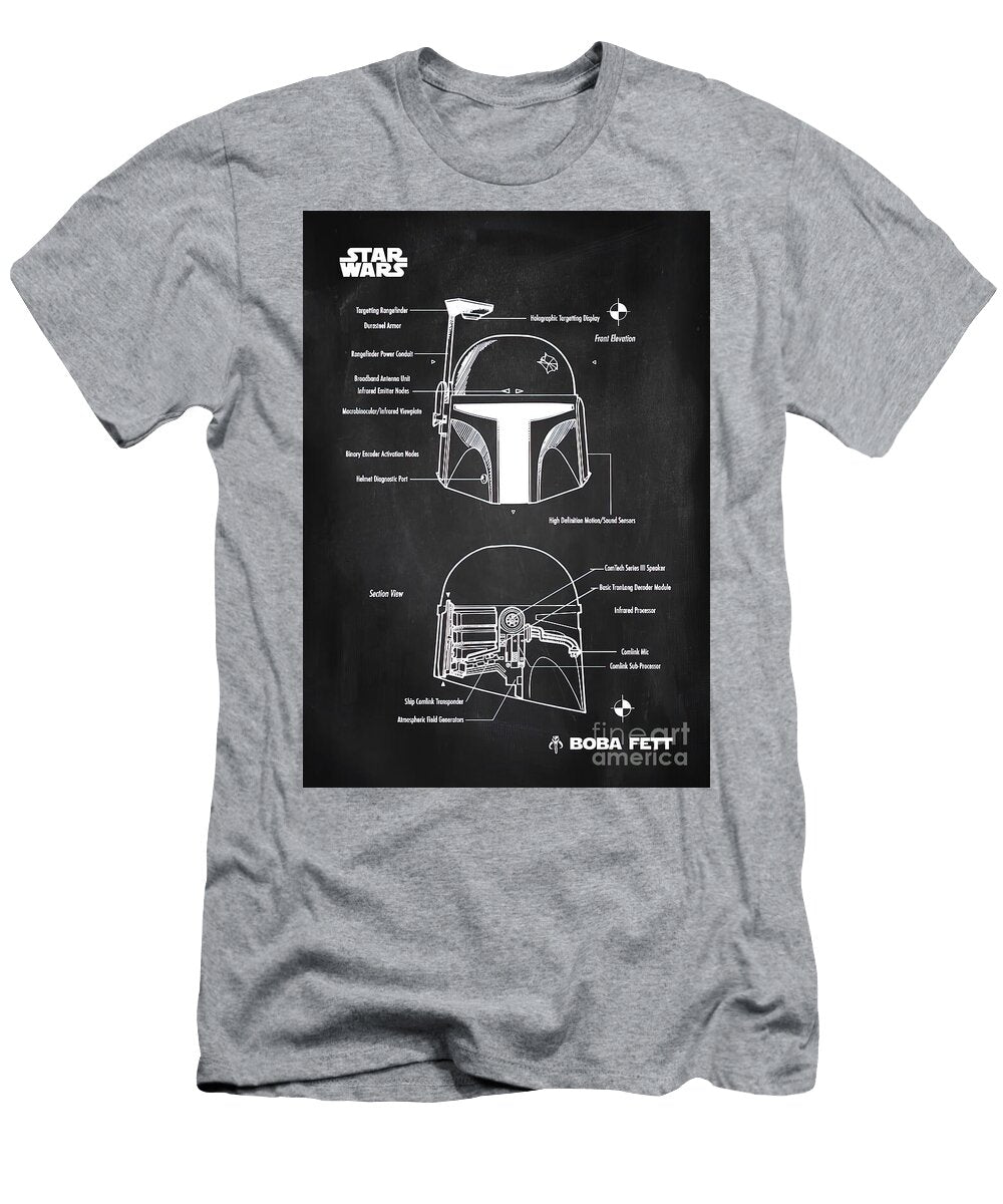 Boba Fett Helmet Chalkboard Yara Old School T-Shirt