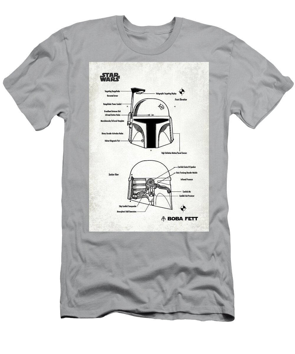 Boba Fett Helmet Old Canvas Denny H T-Shirt