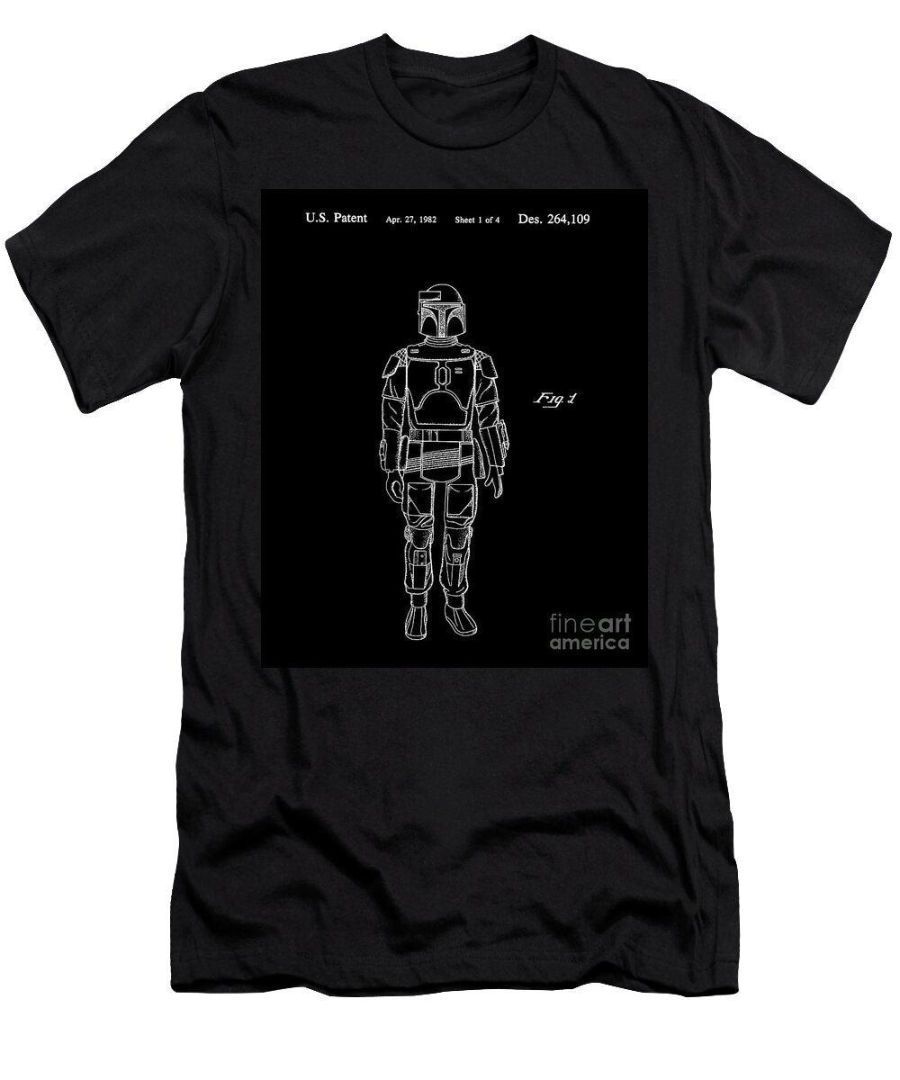 Boba Fett Patent Art White Over Black Roy Branson T-Shirt