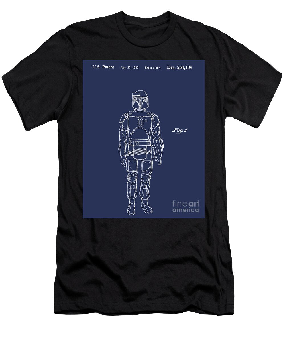 Boba Fett Patent Art White Over Blue Roy Branson T-Shirt