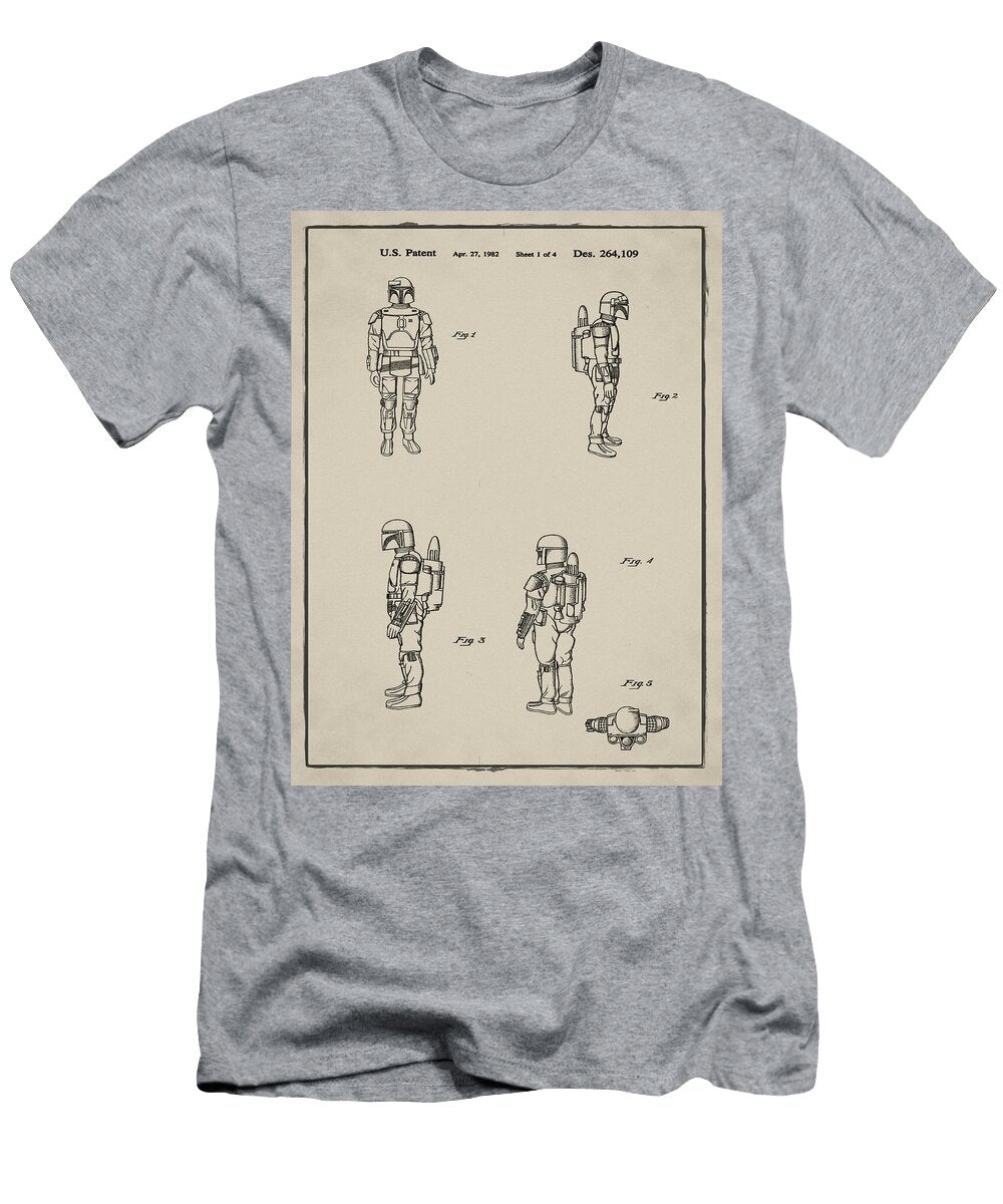 Boba Fett Toy Patent 1982 in Sepia Digital Reproductions T-Shirt