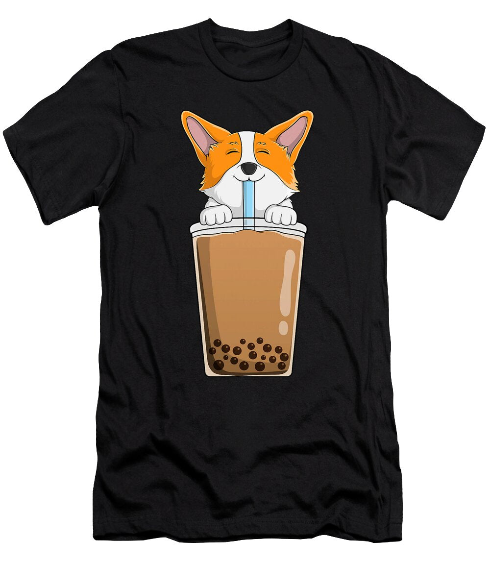 Boba Milk Tea Kawaii Corgi Puppy Japanese Anime Zyneu Gangd T-Shirt